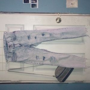 Corset Waist Skinny Acid Wash Jeans